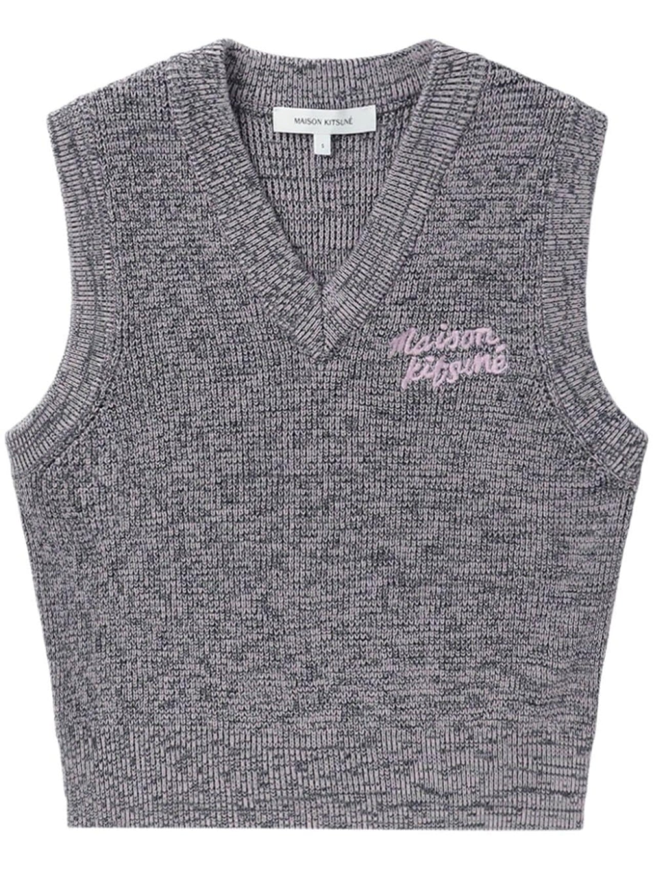 Handwriting Vest with Maison Kitsuné Embroidered Logo, Grey