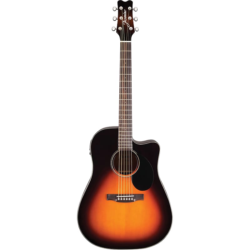 جيتار صوتي كهربائي Jasmine JD39CE-SB Dreadnought Cutaway Spruce Top بستة أوتار مع حقيبة صلبة