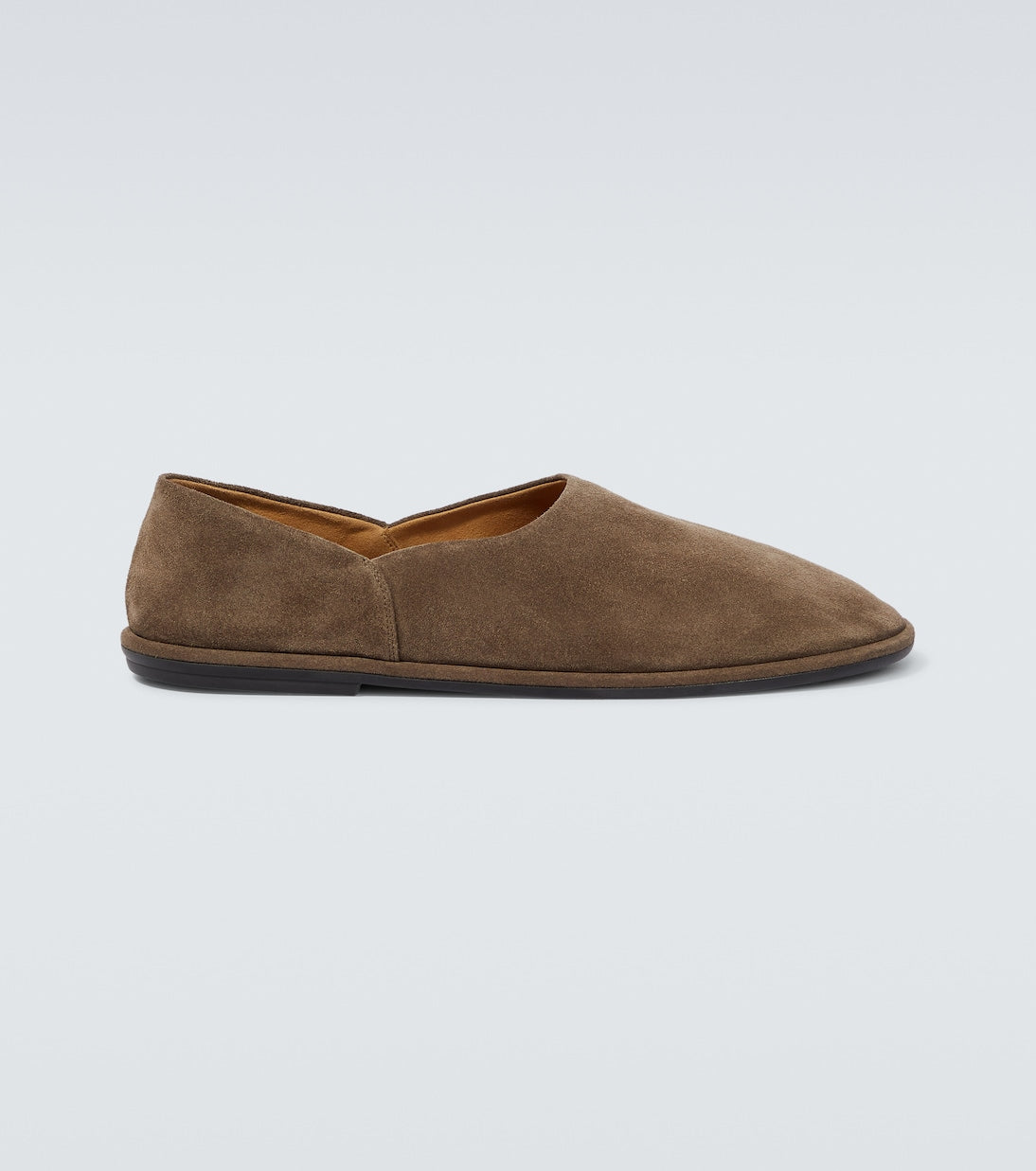 The Row Suede Channel Flats, Gray