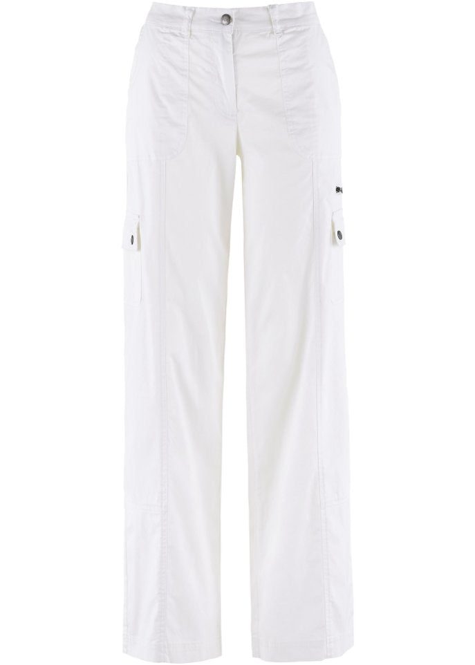 Bpc Bonprix Collection cotton cargo pants with comfortable waistband, white