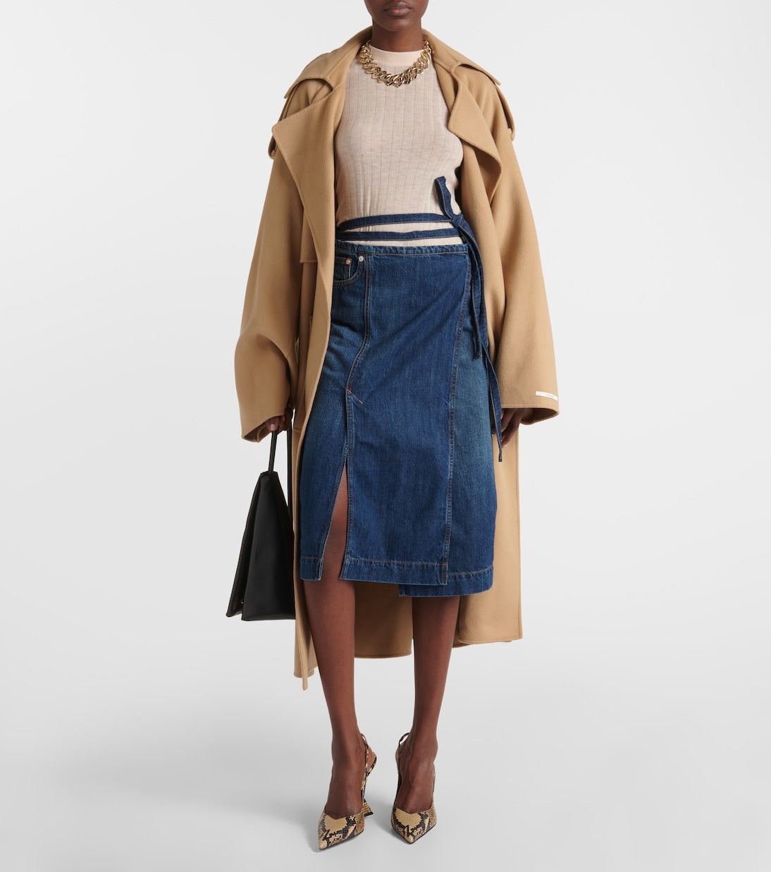 Sportmax denim wrap skirt, blue