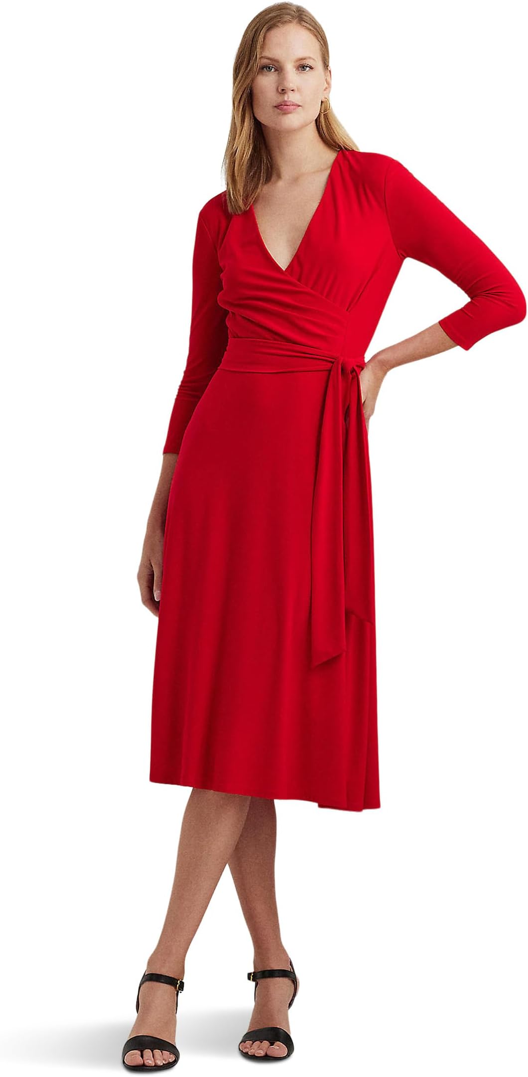 Surplice LAUREN Ralph Lauren Jersey Dress in Martin Red