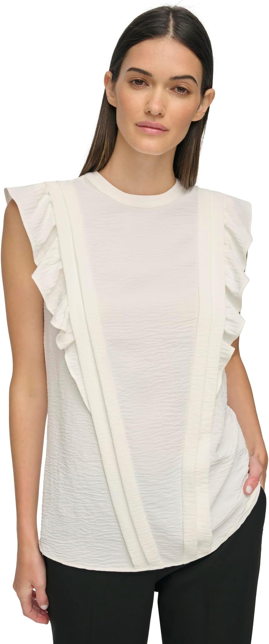 Tommy Hilfiger Ruffle Sleeveless Blouse, Ivory