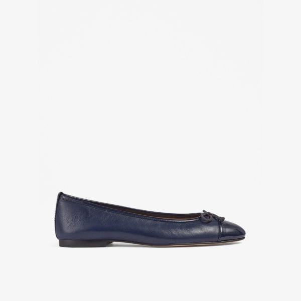 Kara leather ballet flats with Lk Bennett toe, navy