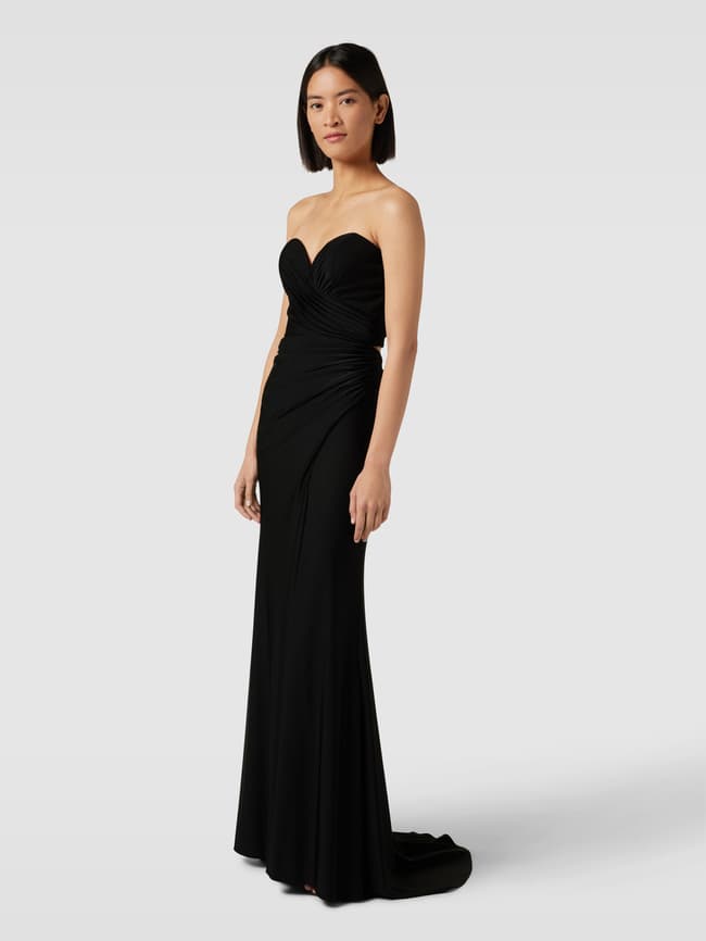 Off Shoulder Maxi Dress with Ruffles and Mascara Slit, Black