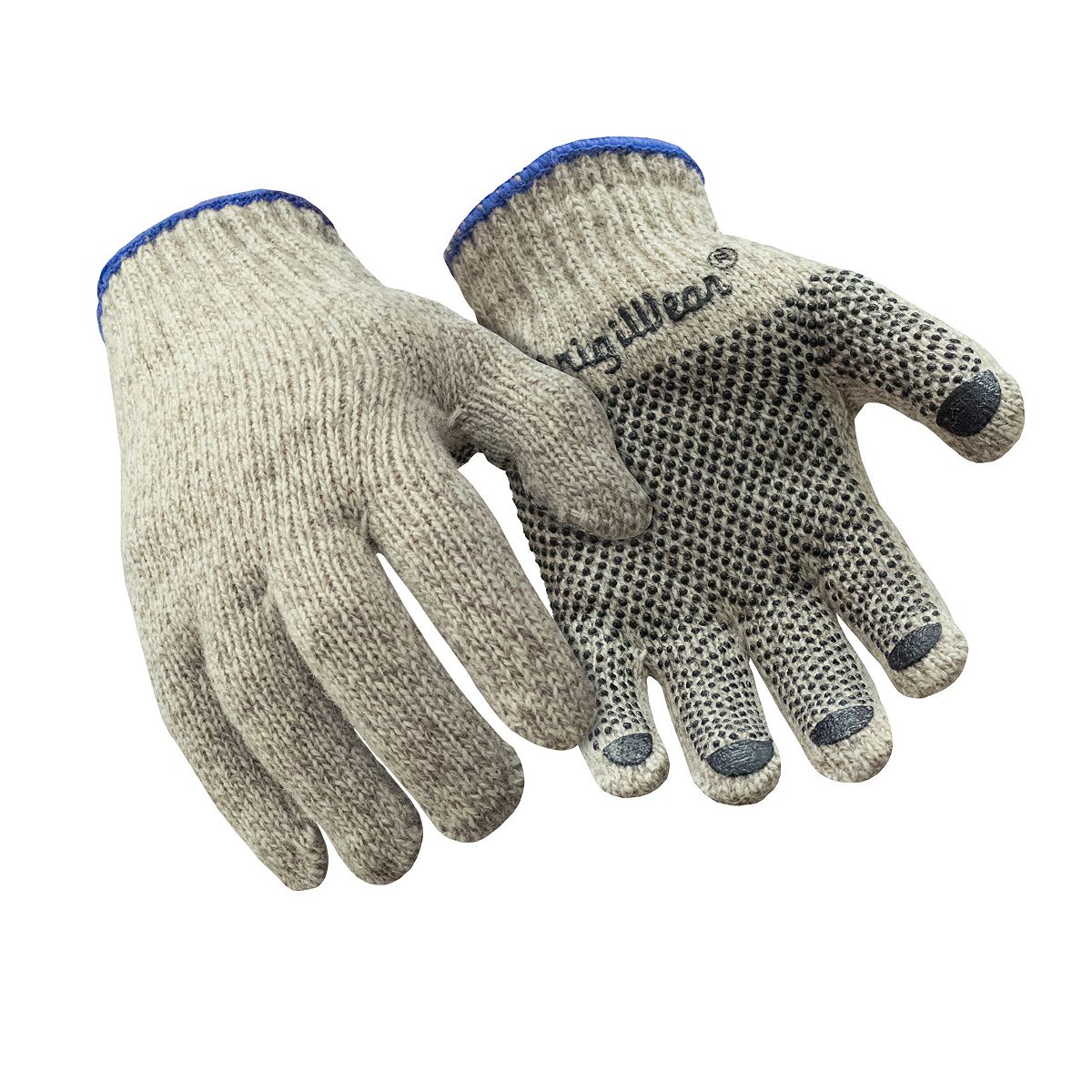 Warm PVC work gloves with polka dots in rag wool (pack of 12 pairs) Refrigi  Wear