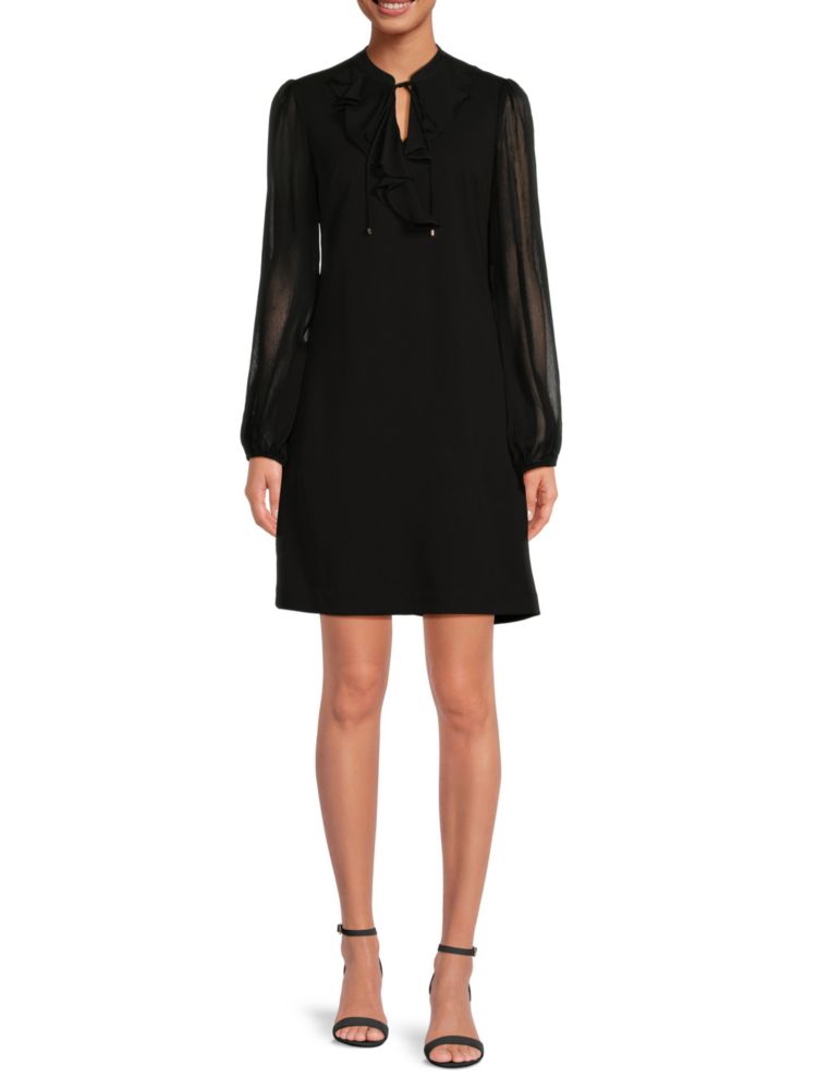 Tommy Hilfiger Ruffle A-Line Mini Dress, Black