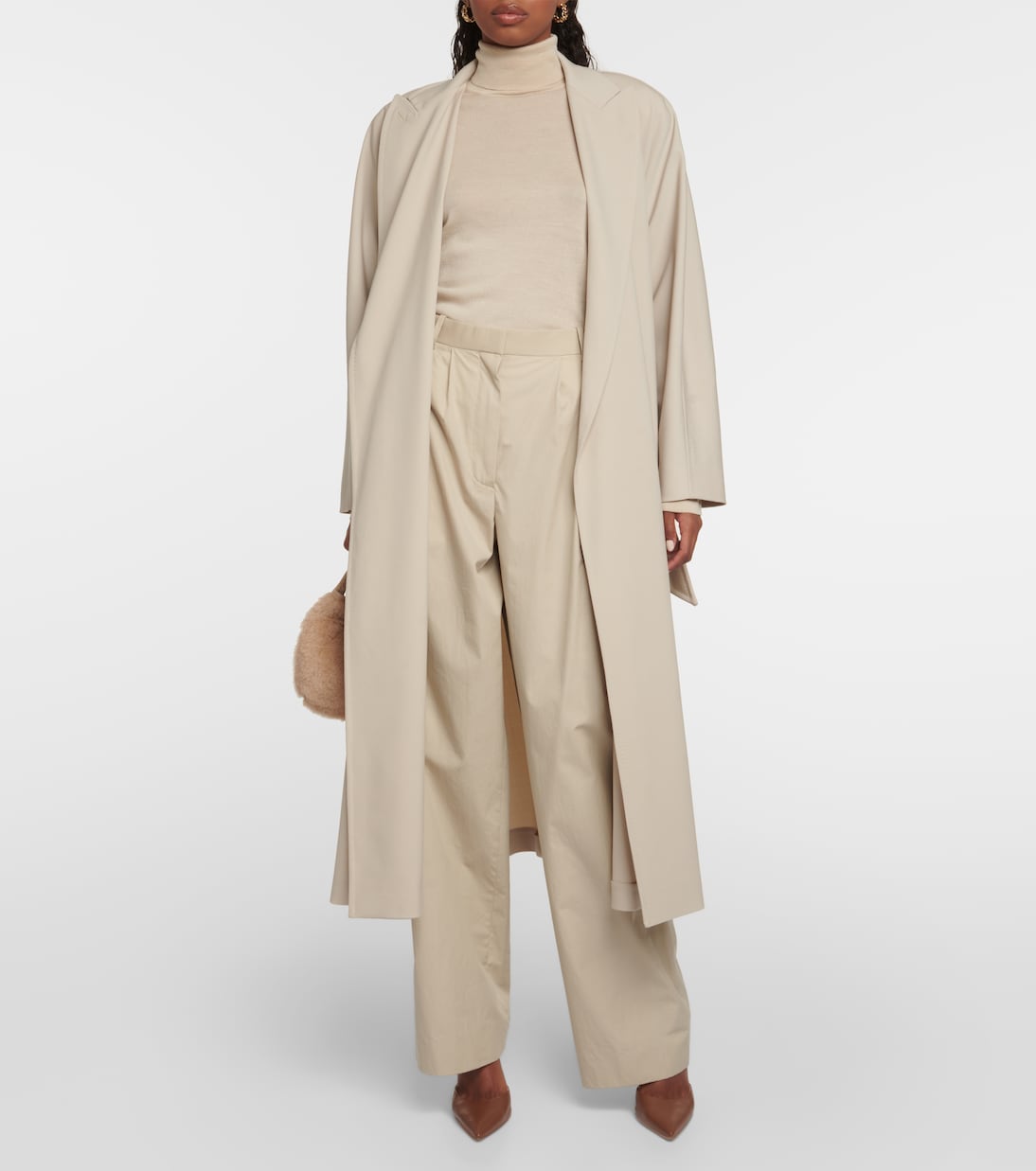 Max Mara natural wool lecco turtleneck, beige