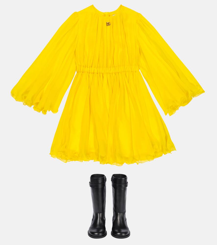 Silk tulle dress with ruffles Dolce&Gabbana, yellow