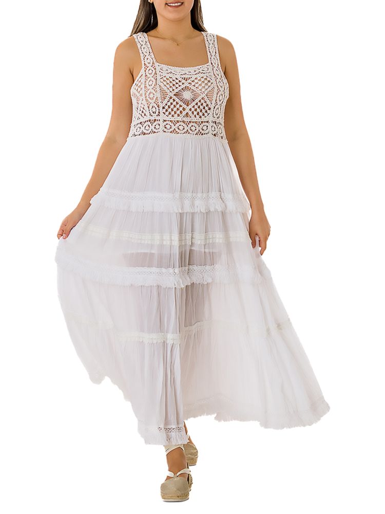 Ranee'S Lace Beach Maxi Dress, White