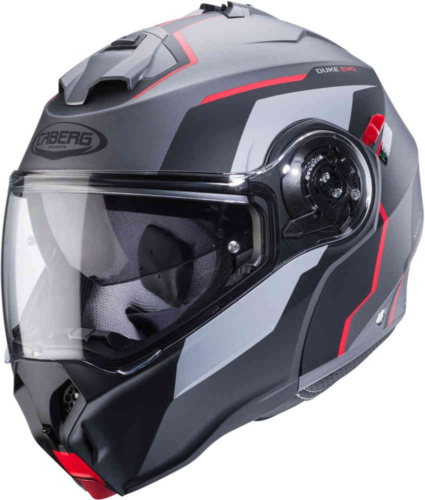 Duke Evo Move Caberg Helmet, Grey/Black/Red