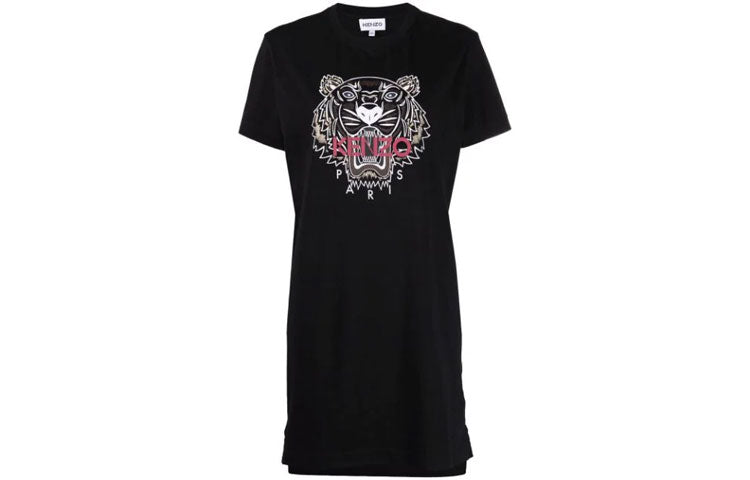 Kenzo Classic Tiger Head Short Sleeve Dress Black