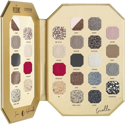 Disney Villains Cruella Eyeshadow Palette, 18 Colors, Long Lasting Vegan, Catrice