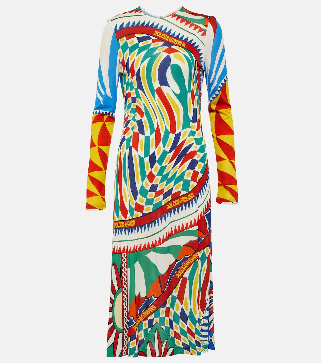 Organza midi dress with Carretto DOLCE&GABBANA print, multicolor