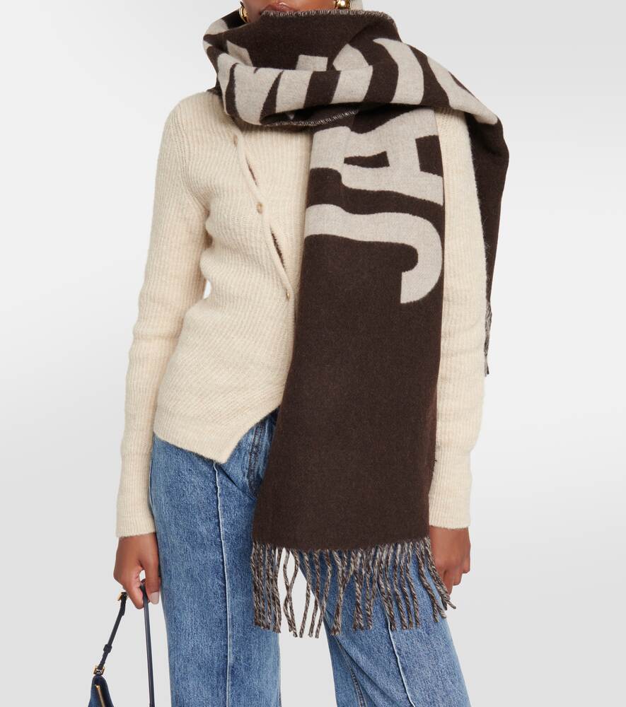 ?charpe scarf in virgin wool with Jacquemus logo, brown