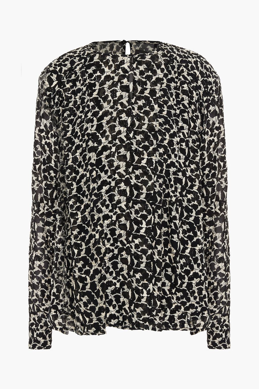 Silk coupe blouse with Midway print and ISABEL MARANT lurex, ecru