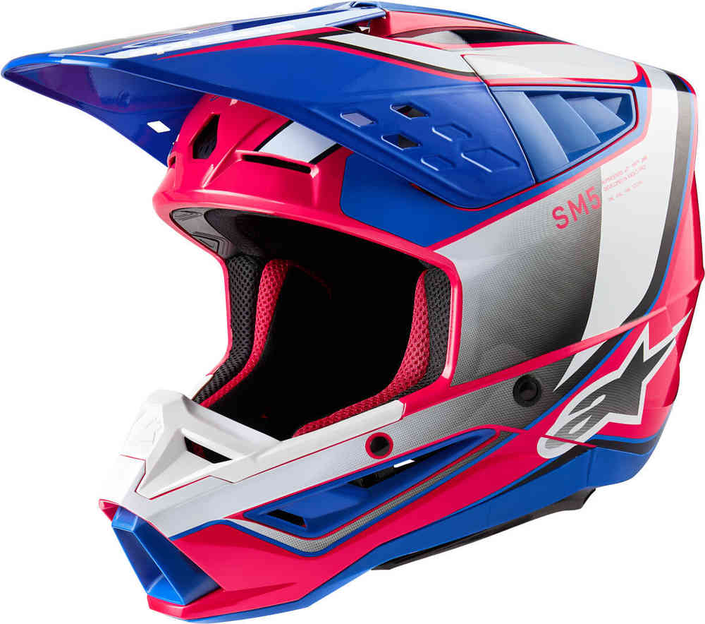 S-M5 Sail 2024 Alpinestars Motocross Helmet White/Pink/Blue