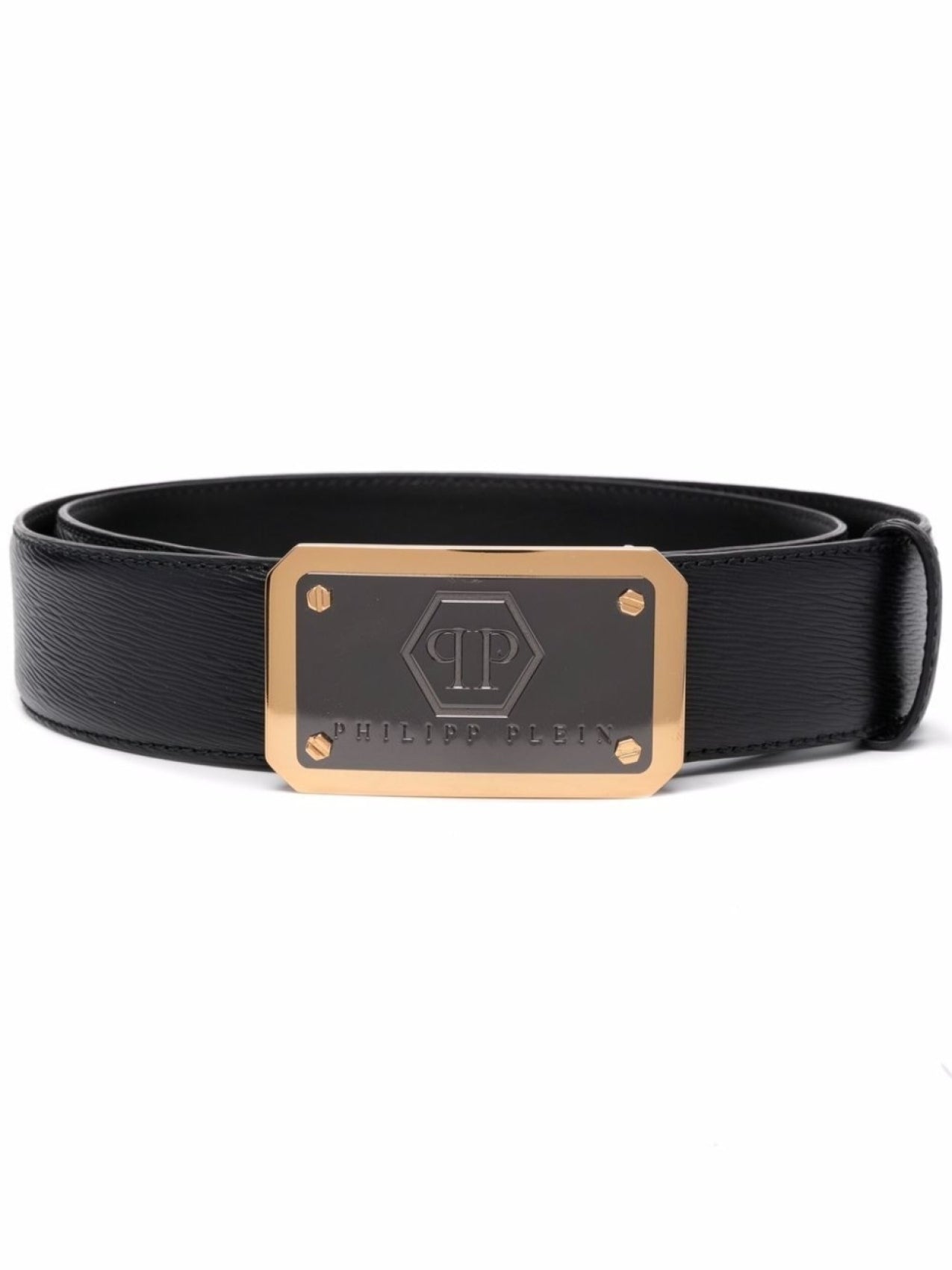 Philipp Plein Belt with Logo Buckle, Black