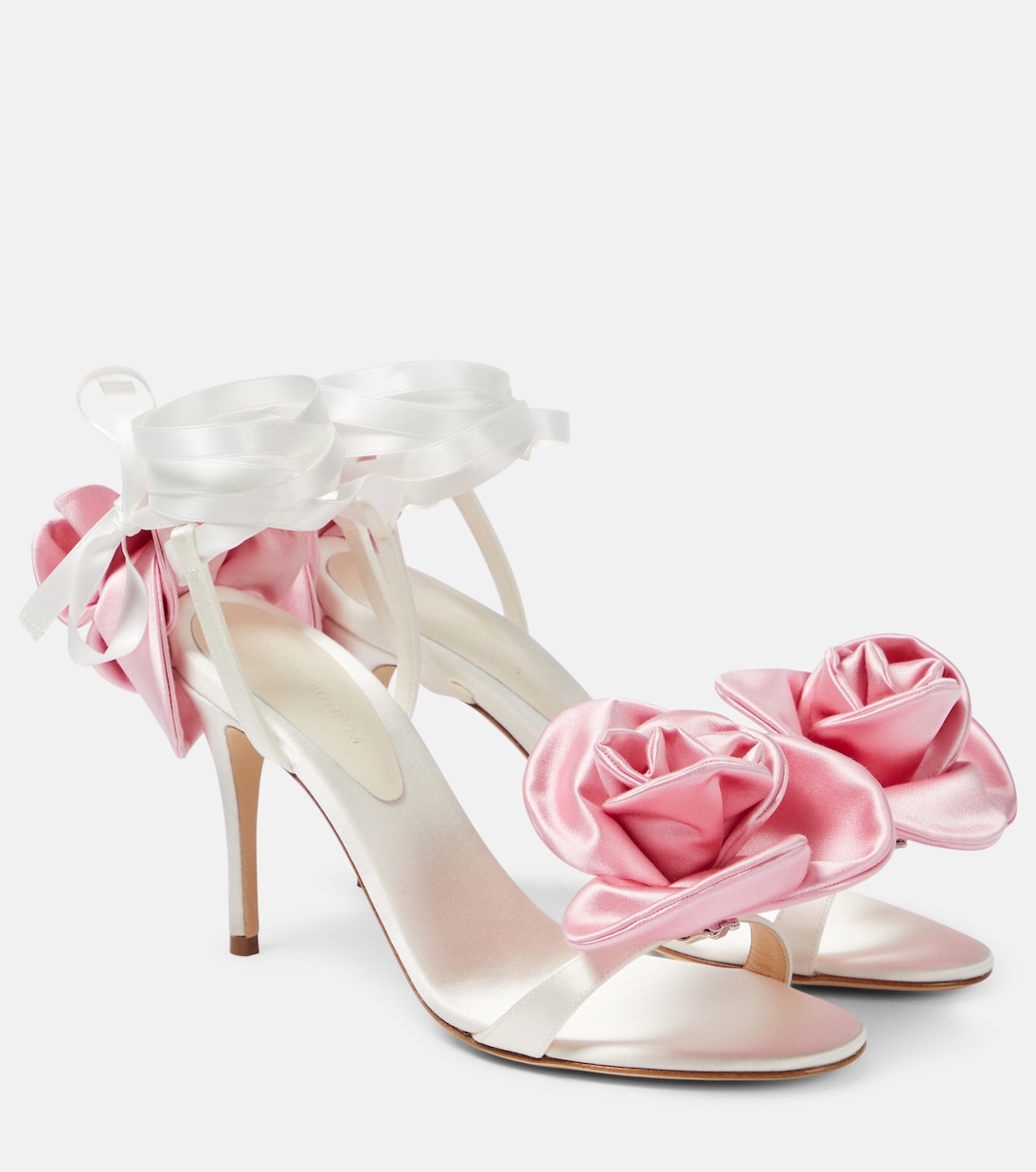 Magda Butrym satin sandals with floral appliqué, white