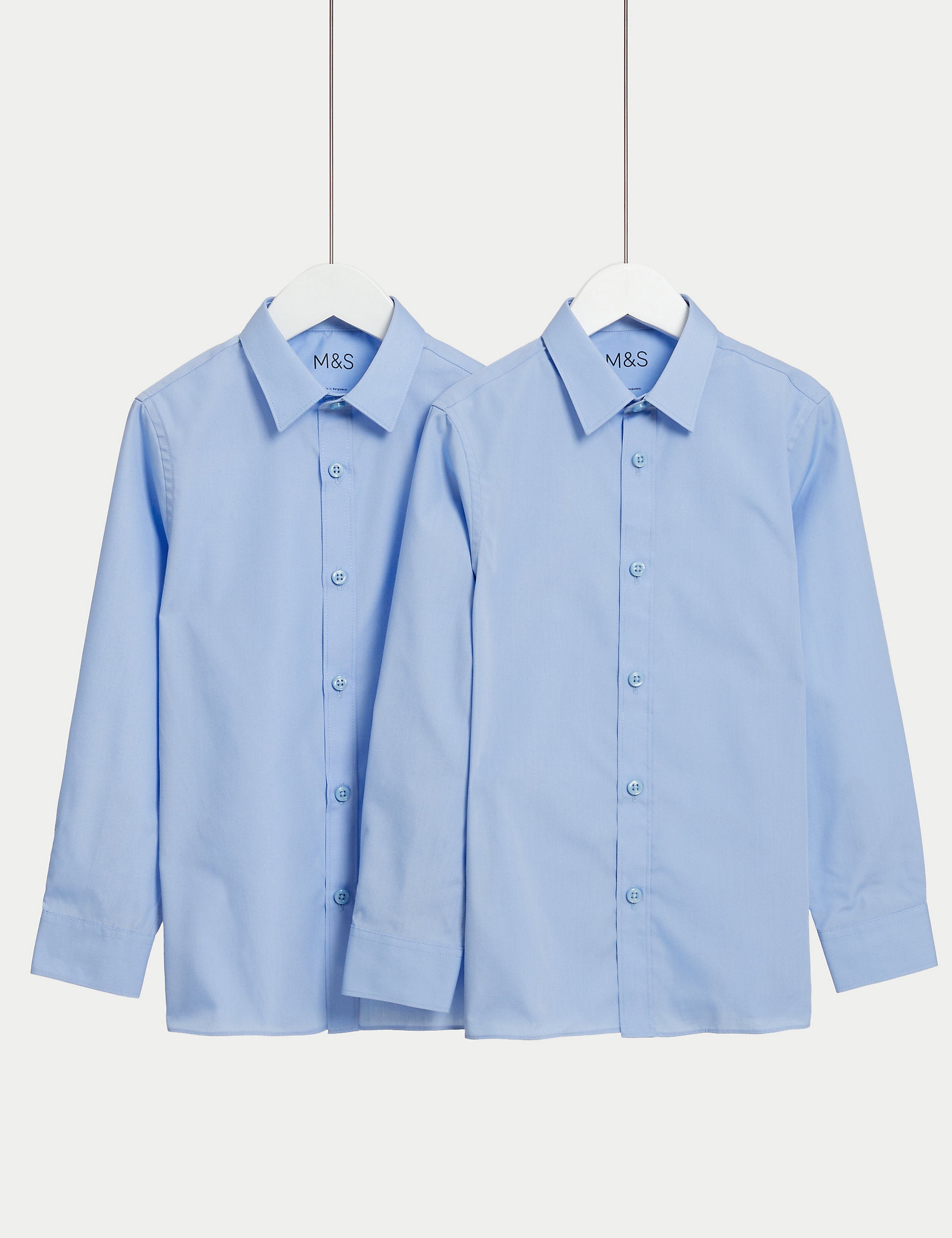 2 Pairs of Marks & Spencer Iron Free School Shirts for Girls (2-18yrs) Blue