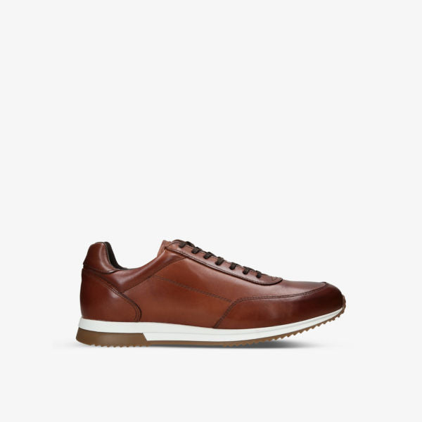 Bannister Leather Low Top Sneakers with Loake Stitching, Tan