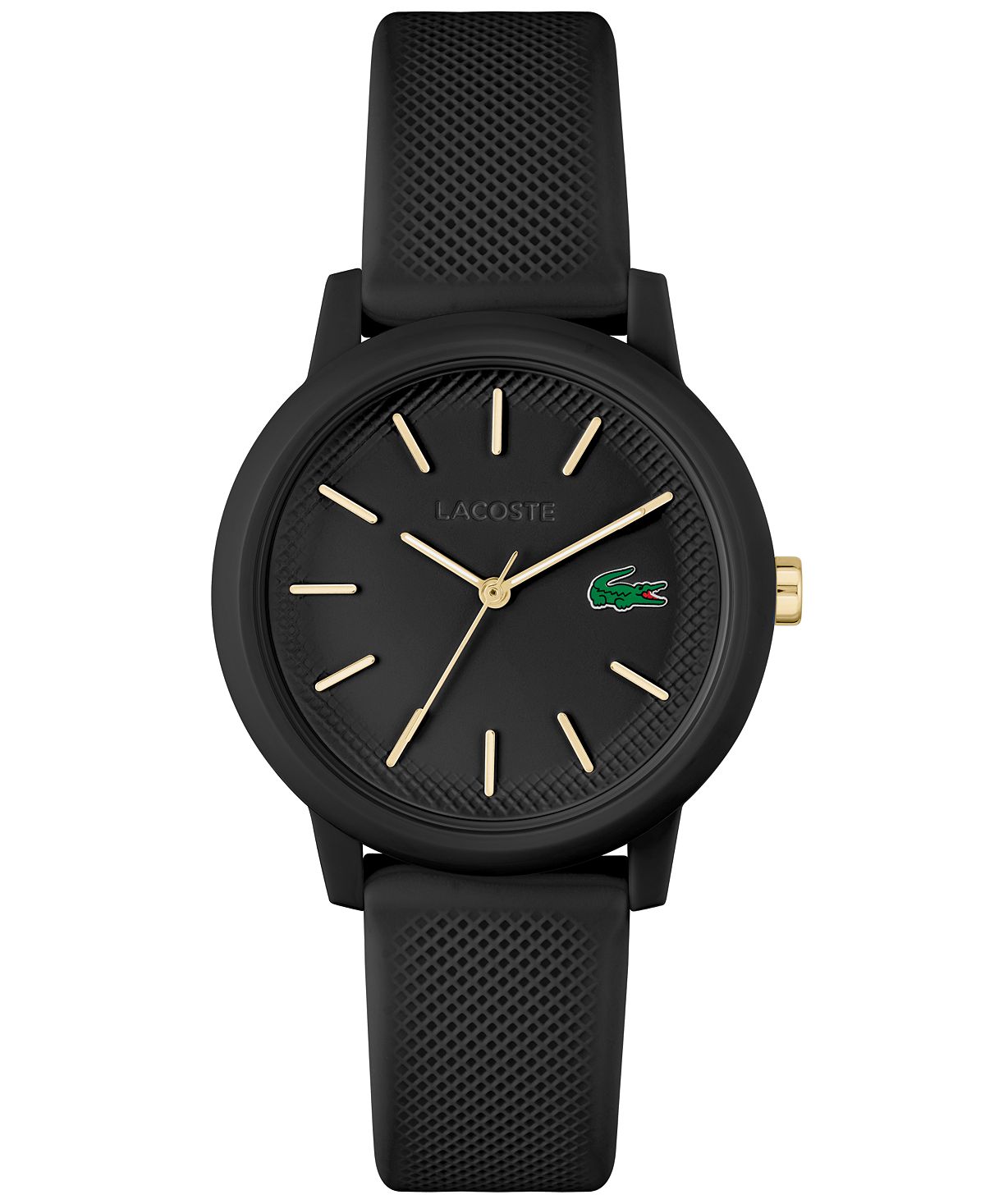 Women's watch L.12.12, black silicone strap, 36 mm Lacoste, black