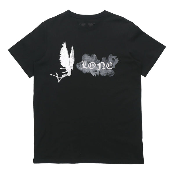 تي شيرت VLONE Smoke Demon Angel Pattern Alphabet Logo Short Sleeve Couple Style أسود، أسود