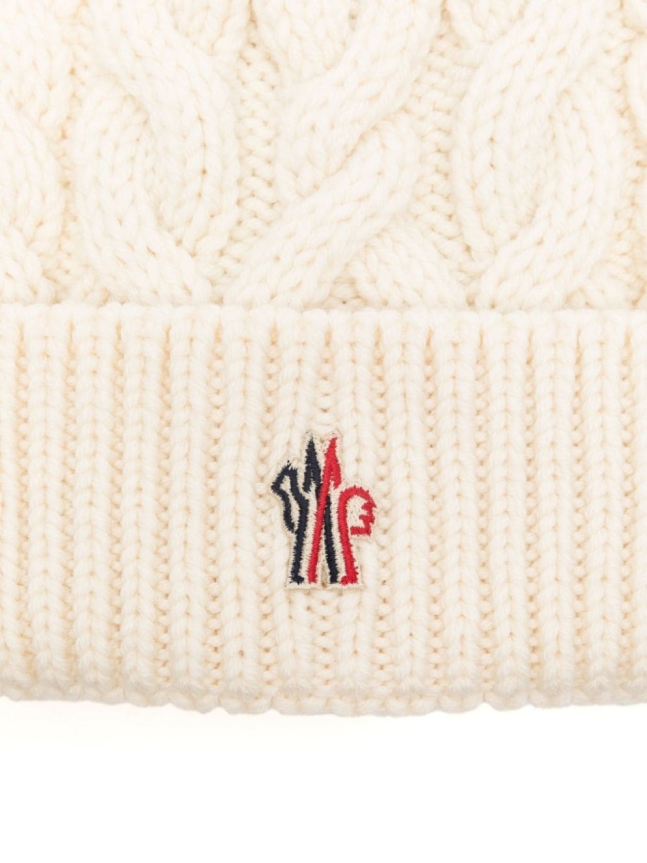 Moncler Grenoble Cable Knit Beanie Hat White