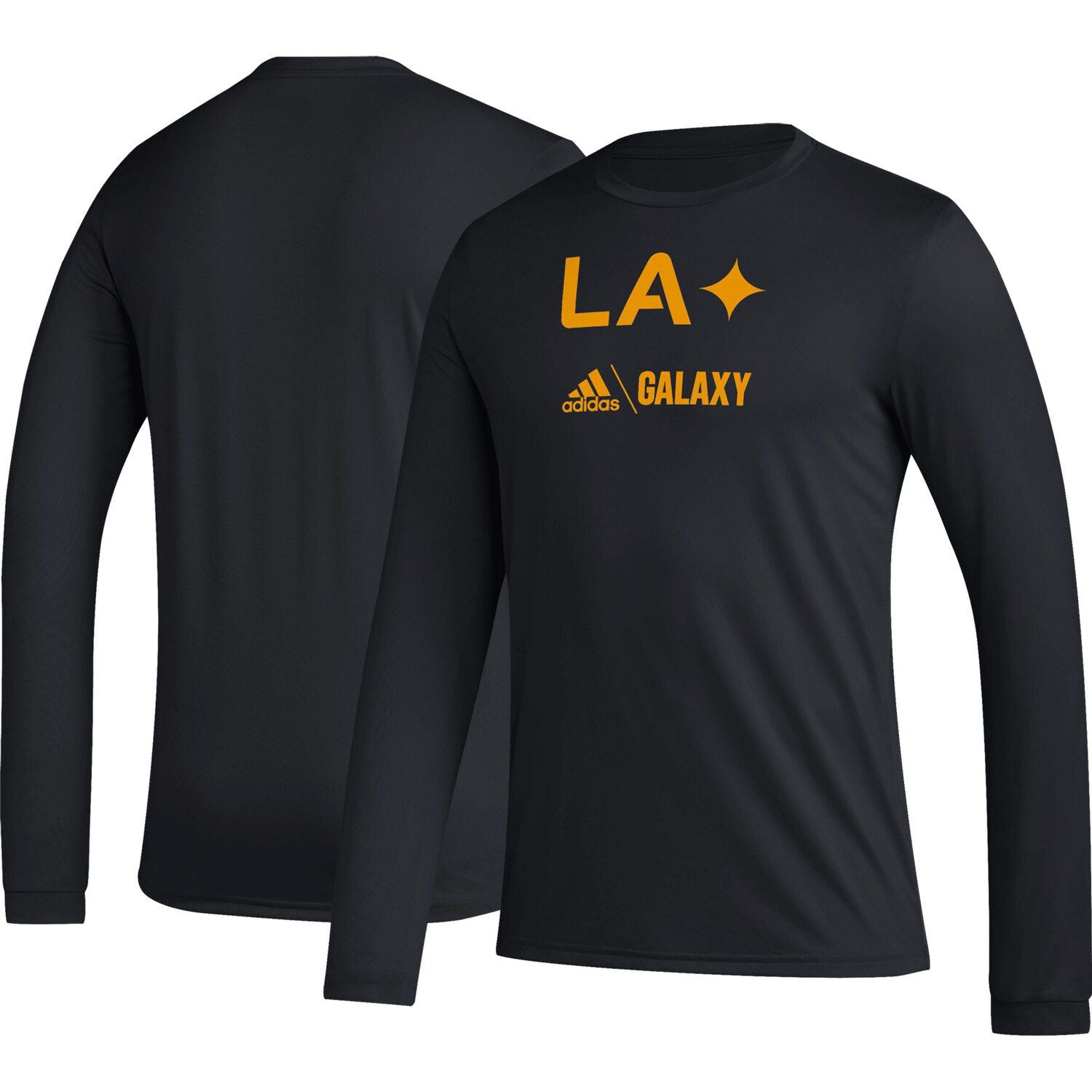 تي شيرت LA Galaxy Icon للرجال باللون الأسود بأكمام طويلة من adidas