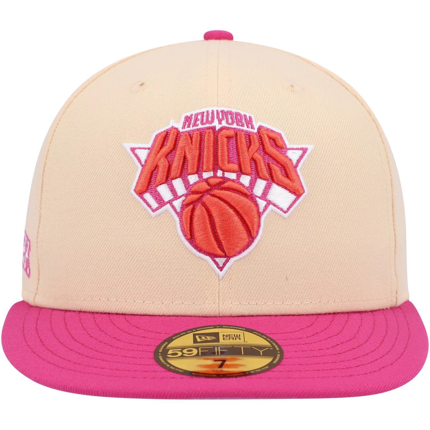 قبعة رجالية ملائمة من New Era باللون البرتقالي والوردي من New York Knicks Passion Mango 59FIFTY