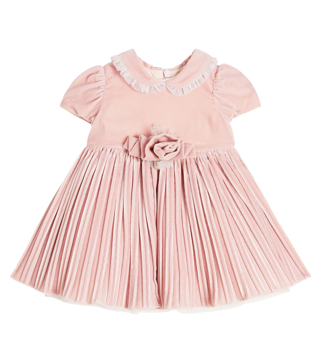 Monnalisa velvet and tulle children's dress, pink