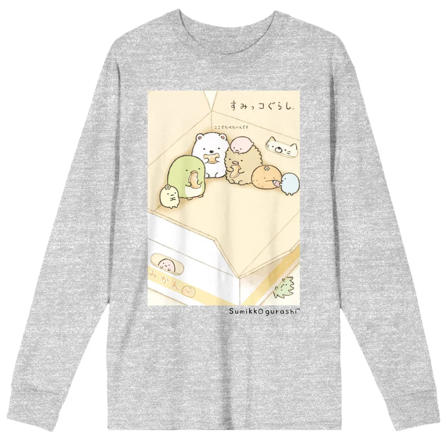 Sumikko Gurashi Cute Corner Licensed Character Men's Gray Long Sleeve T-Shirt