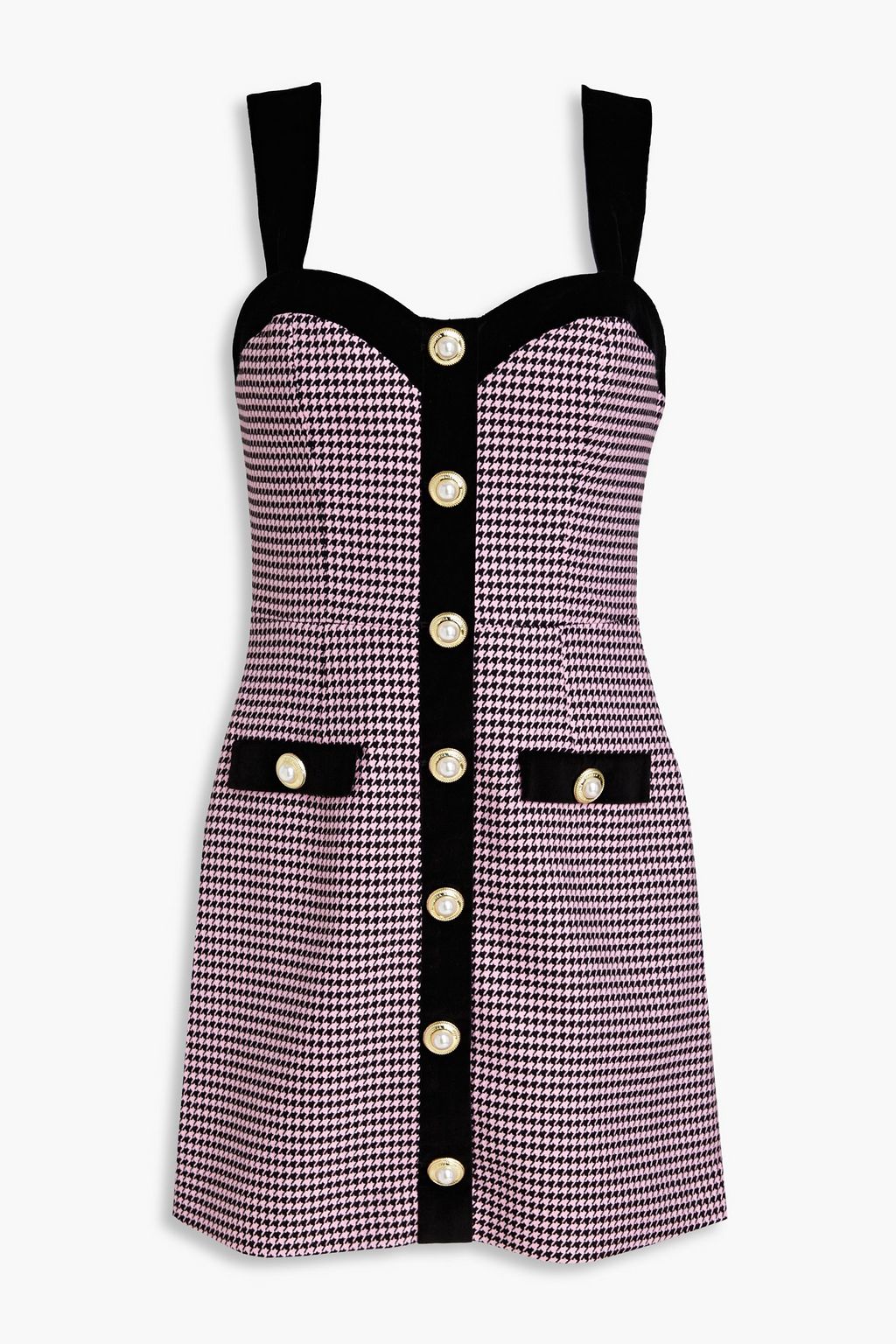 Basinger REBECCA VALLANCE houndstooth tweed mini dress, pink