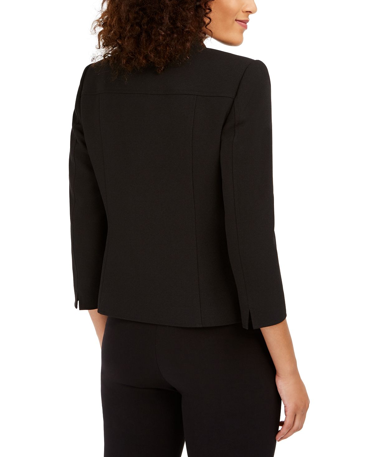 Anne Klein Open Front Star Collar Blazer, Black