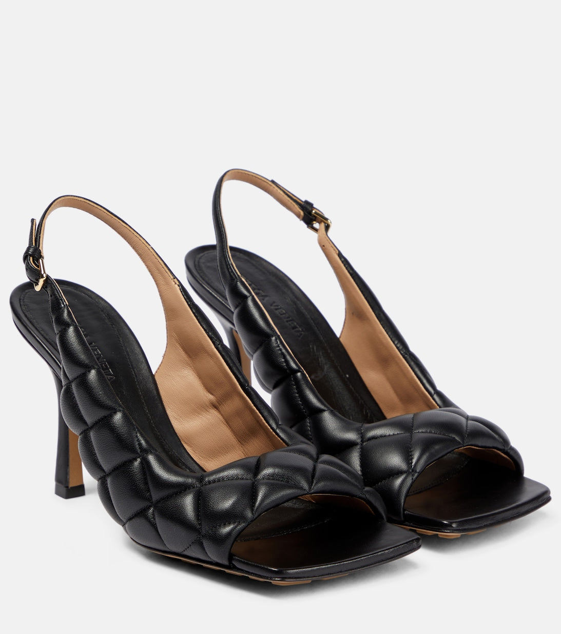 Bottega Veneta Soft Leather Slingback Sandals, Black