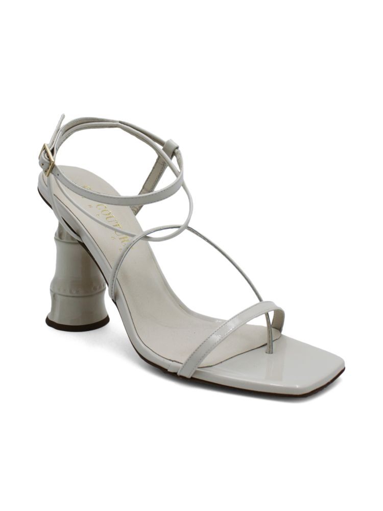 Gia Borghini patent leather strappy sandals, gray