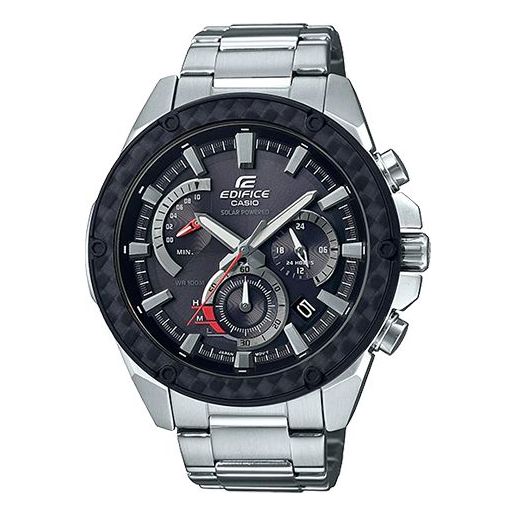 Watch Men's CASIO EDIFICE Classic Chain quartz Watch Black Mens Silver Analog, silver color