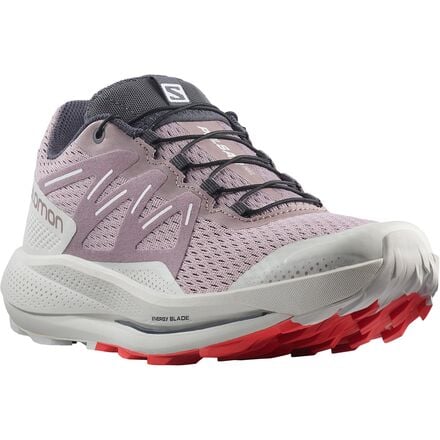 Salomon Women's Pulsar Trail Running Shoe, Quail/Lunar Rock/Poppy Red