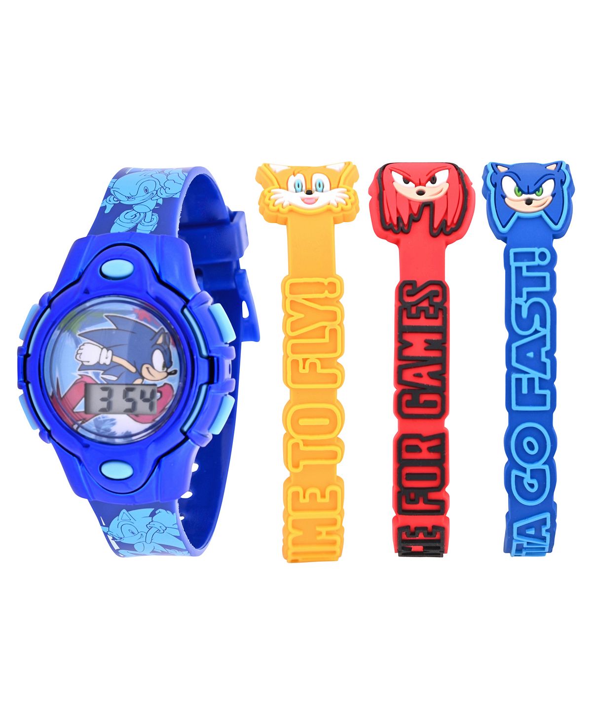 Children's unisex Sega Sonic the Hedgehog watch with blue silicone strap, set 35 5 mm Accutime, blue