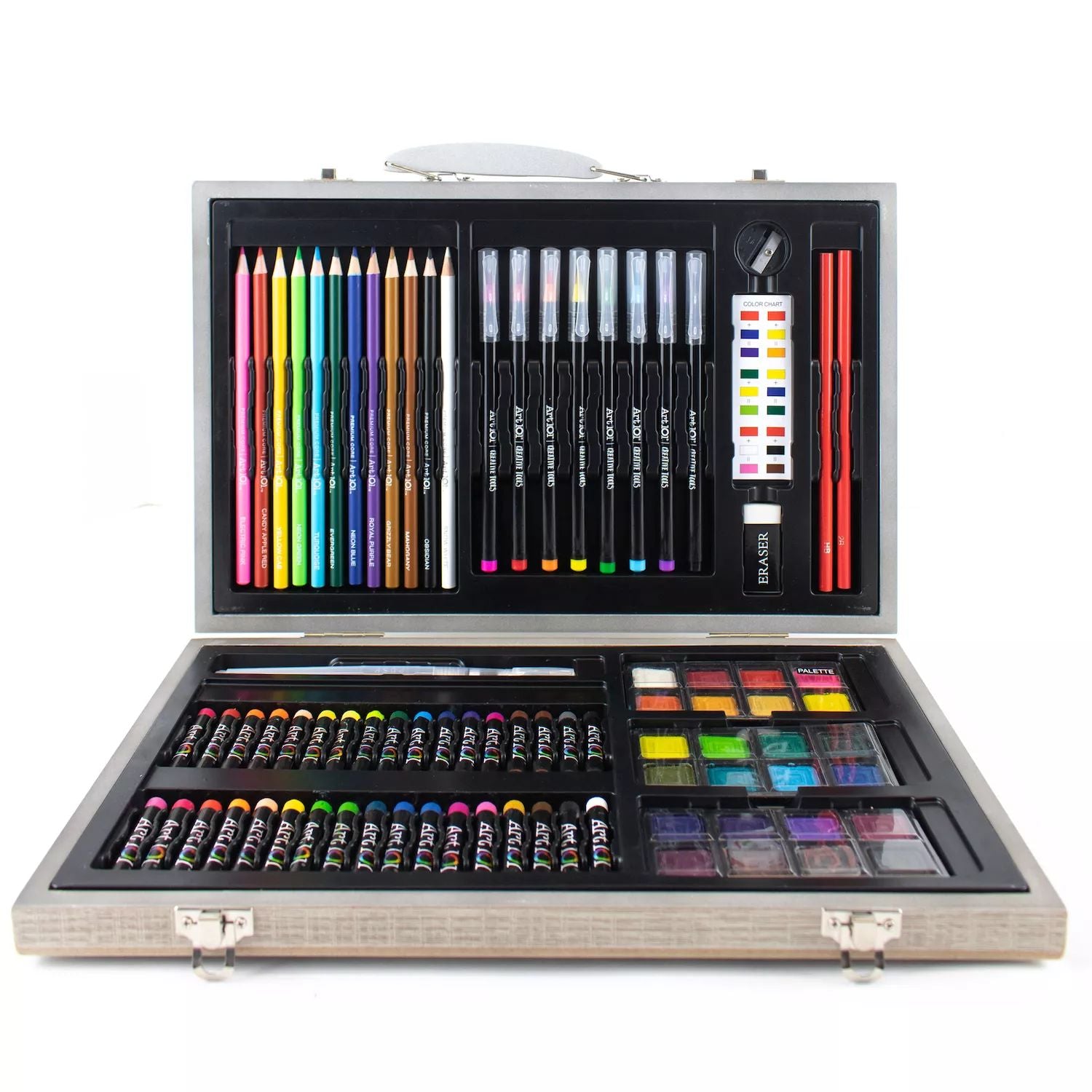 Art 101 88-piece set of watercolor paintings and sketches in a wooden carrying case Art 101