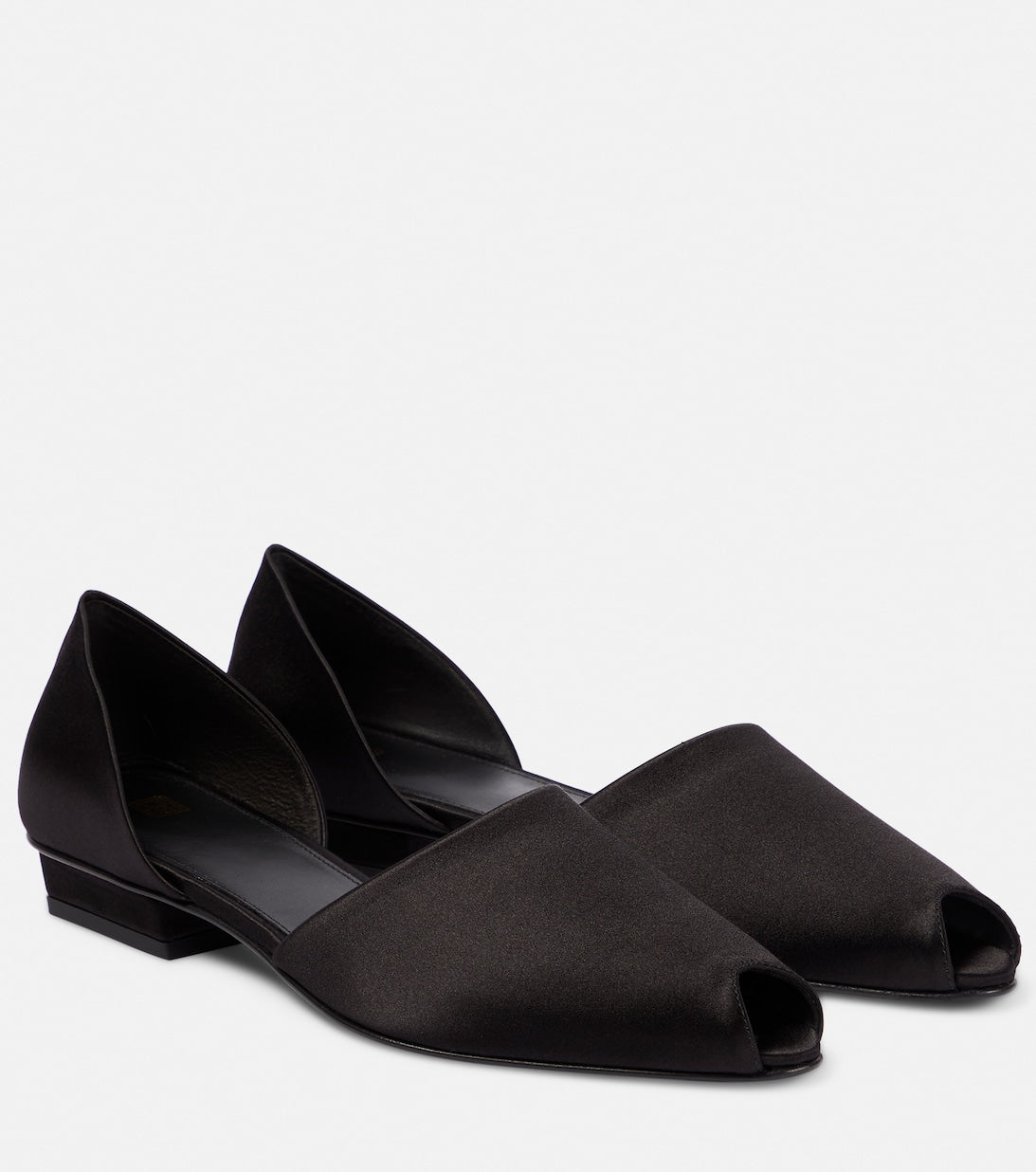 Satin Peep-Toe Toteme Ballerinas, black