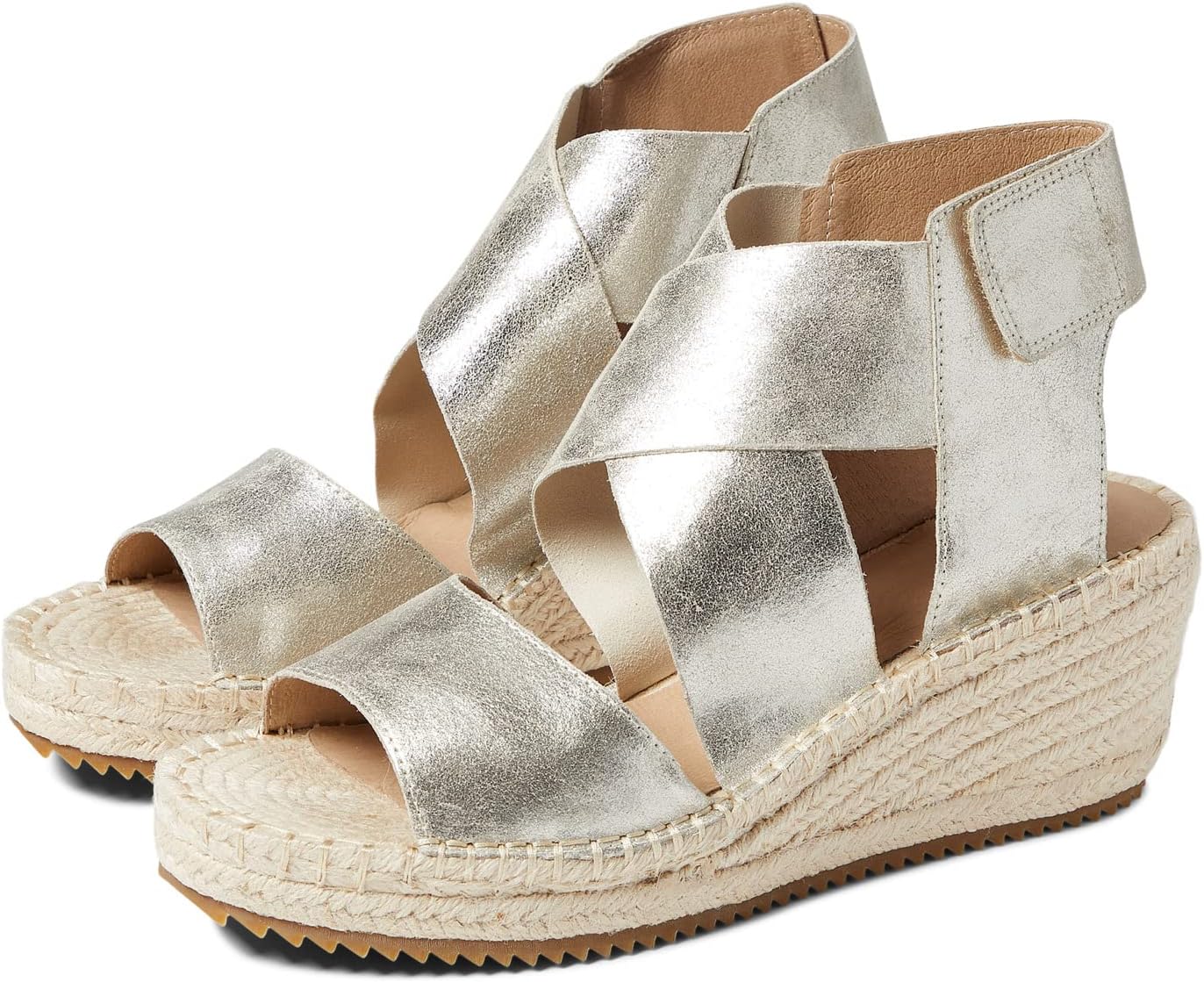 Willow Eileen Fisher Sandals in Platinum Glitter Suede