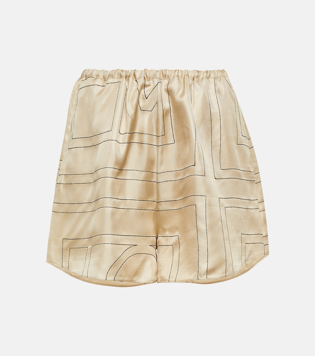 Silk shorts with TOTEME logo, brown