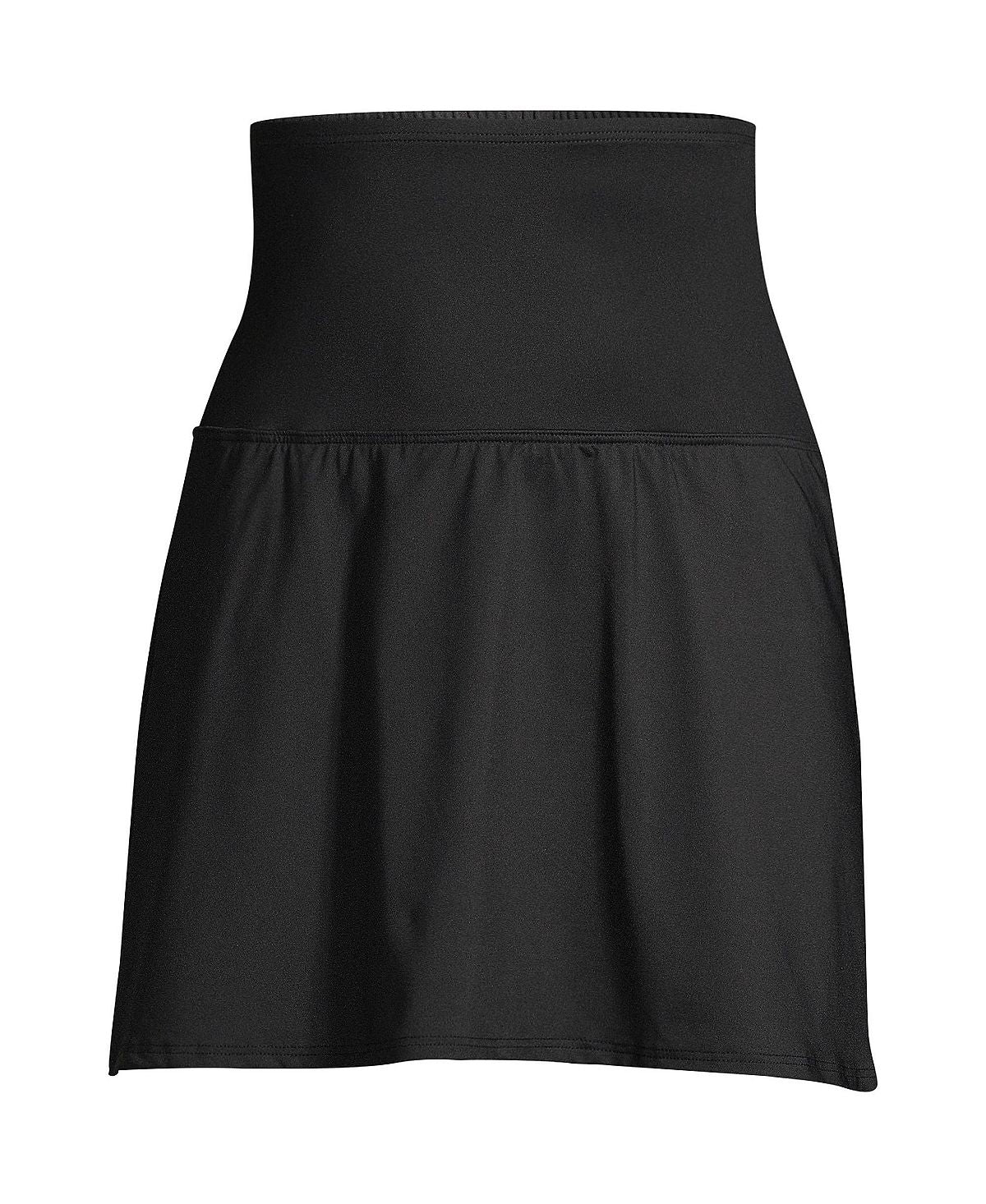 Women's Modest Ultra High Waist Swim Skirt Lands' End Tummy Control Swim Briefs, Black