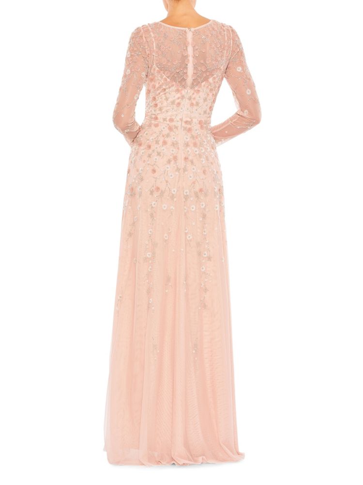 Surplice Mac Duggal Sequin Cutout Dress in Peach