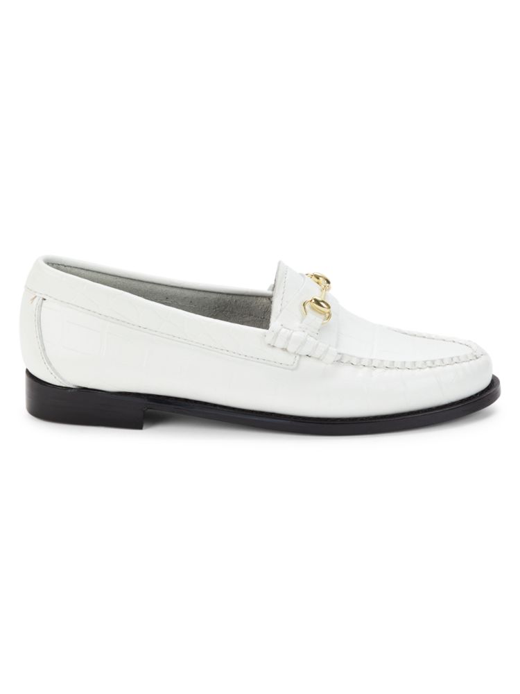 Gcroco-embossed Lianna loafers. Bass, white