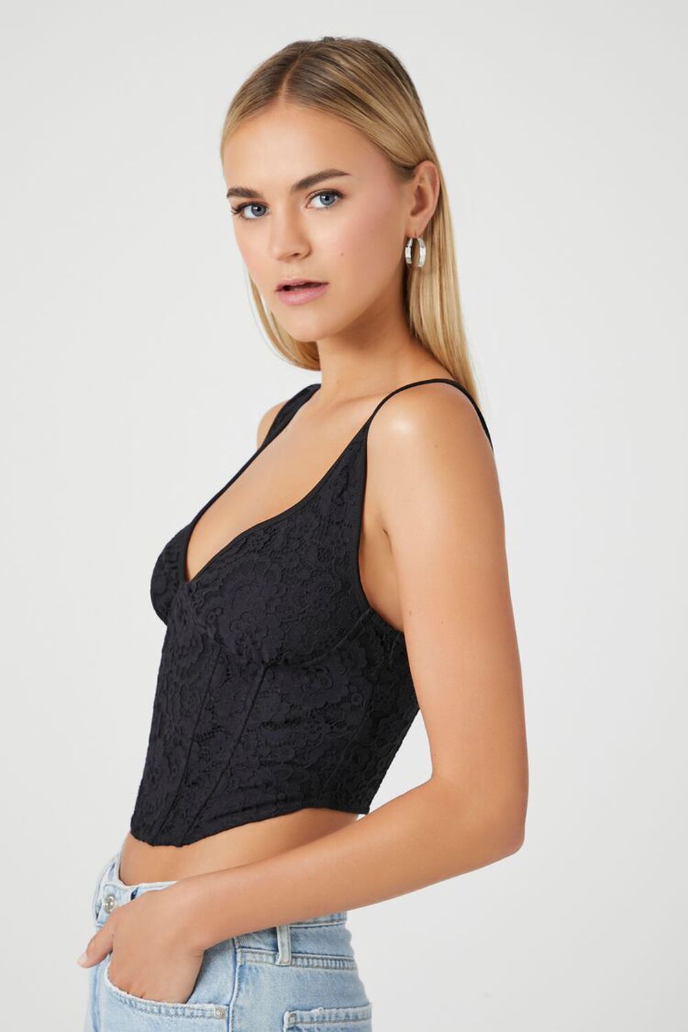 Forever 21 Lace Crop Top, Black