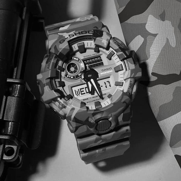 CASIO G-Shock Analog-Digital 'Black Grey' camouflage watch