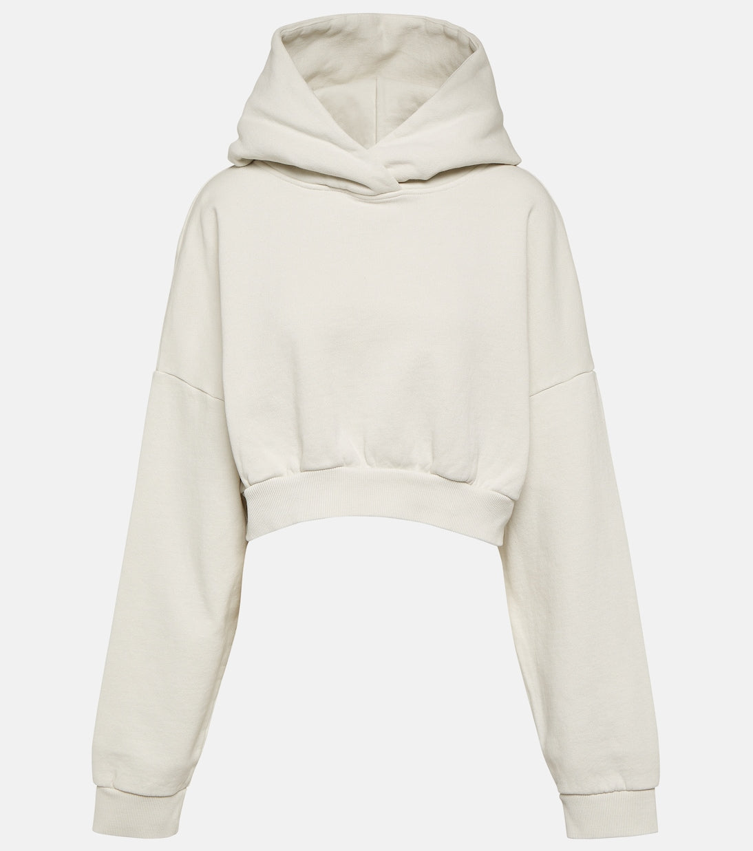 Entire Studios Cotton Fleece Cropped Hoodie, White