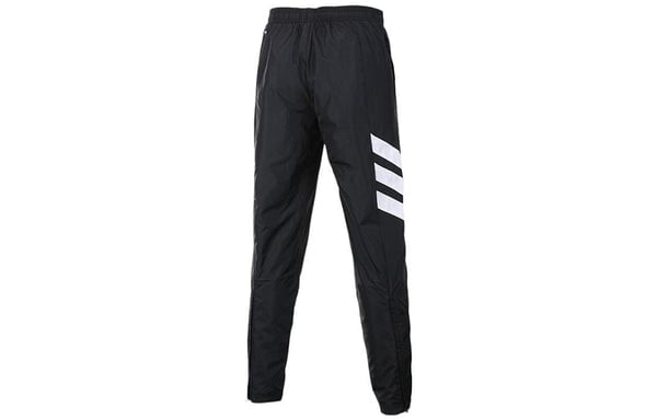 بنطلون رياضي رجالي من adidas Stripe Color Block Logo Printed Bundle Foot Sports Pants/سراويل/بنطلونات رياضية خريفية سوداء، أسود